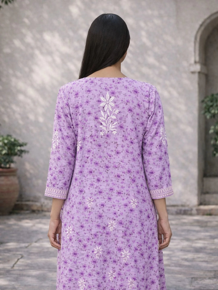 Bloom Purple Mul Kurta