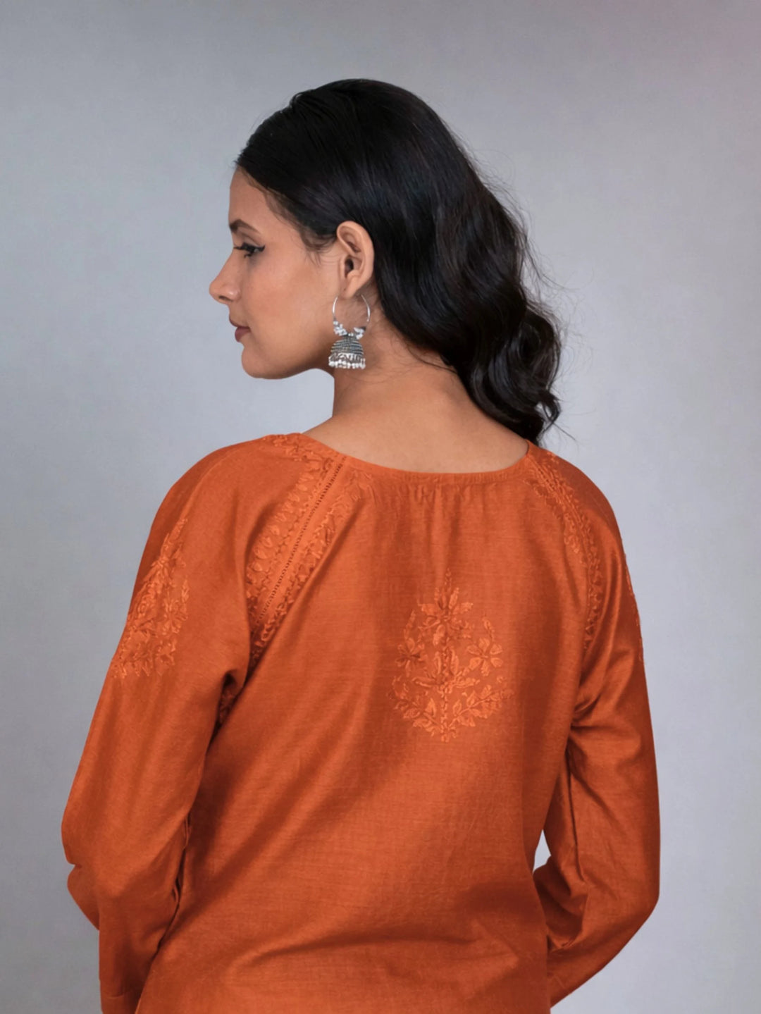 Roshni Rust Orange Chanderi Kurta