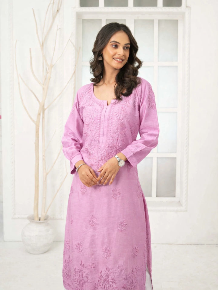 Roshni Purple Chanderi Kurta