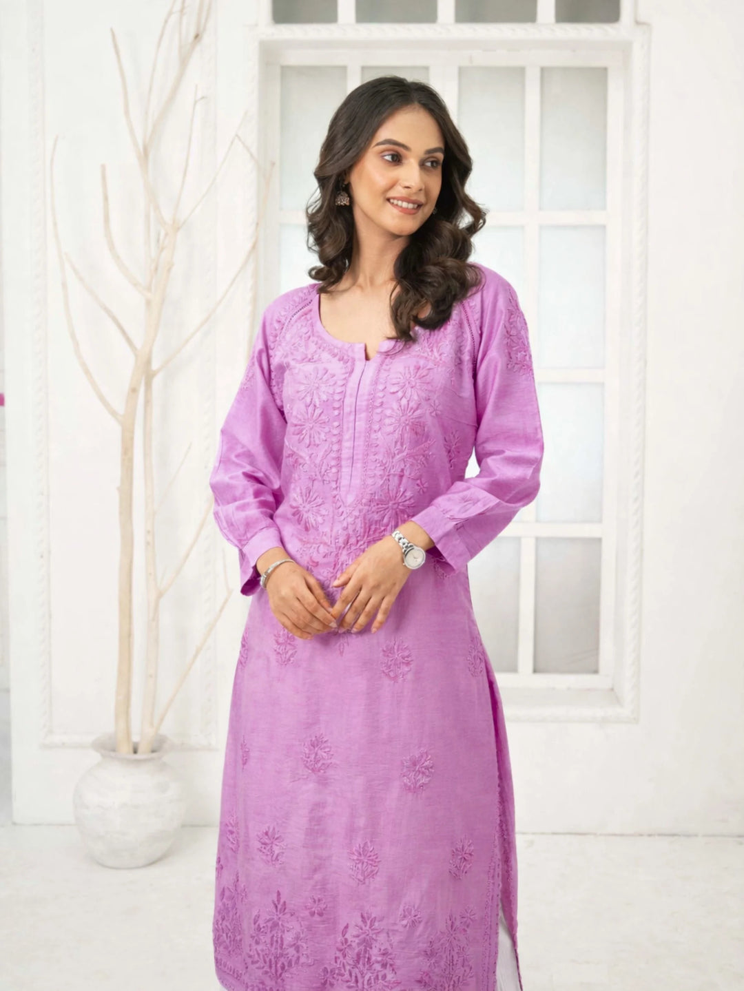 Roshni Purple Chanderi Kurta