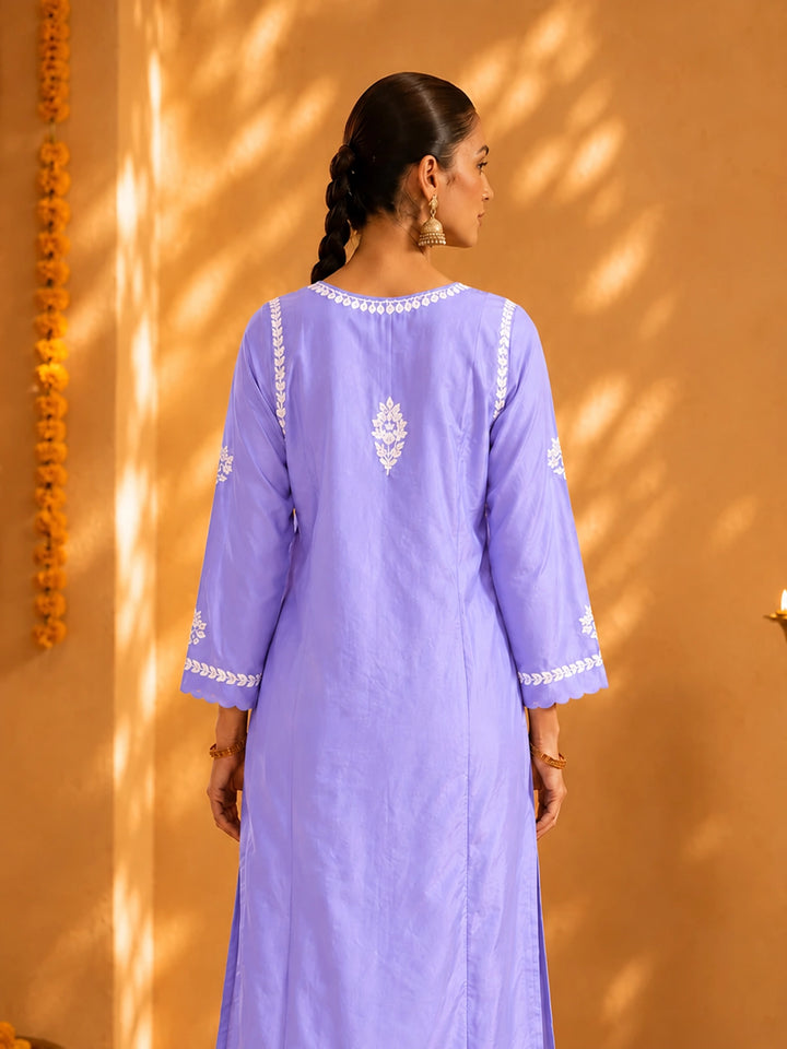 Mehr Lilac Chanderi Kurta