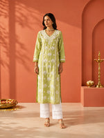 Mehr Sage Green Chanderi Kurta