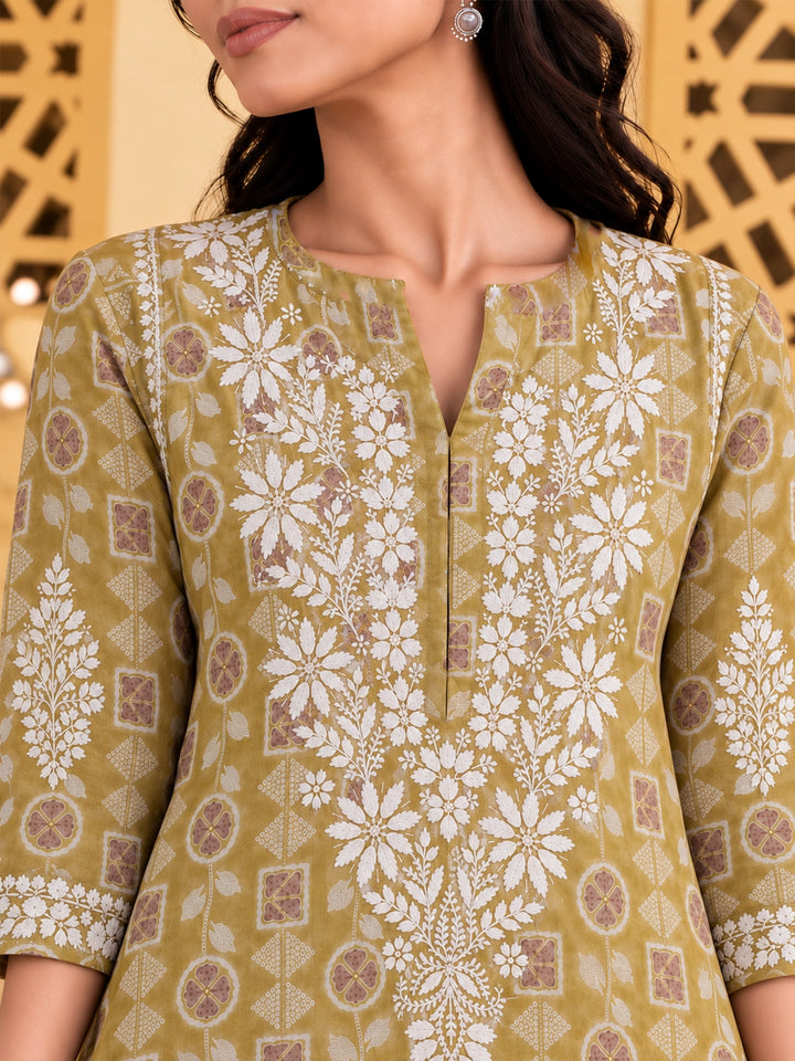Ada Green Mul Kurta