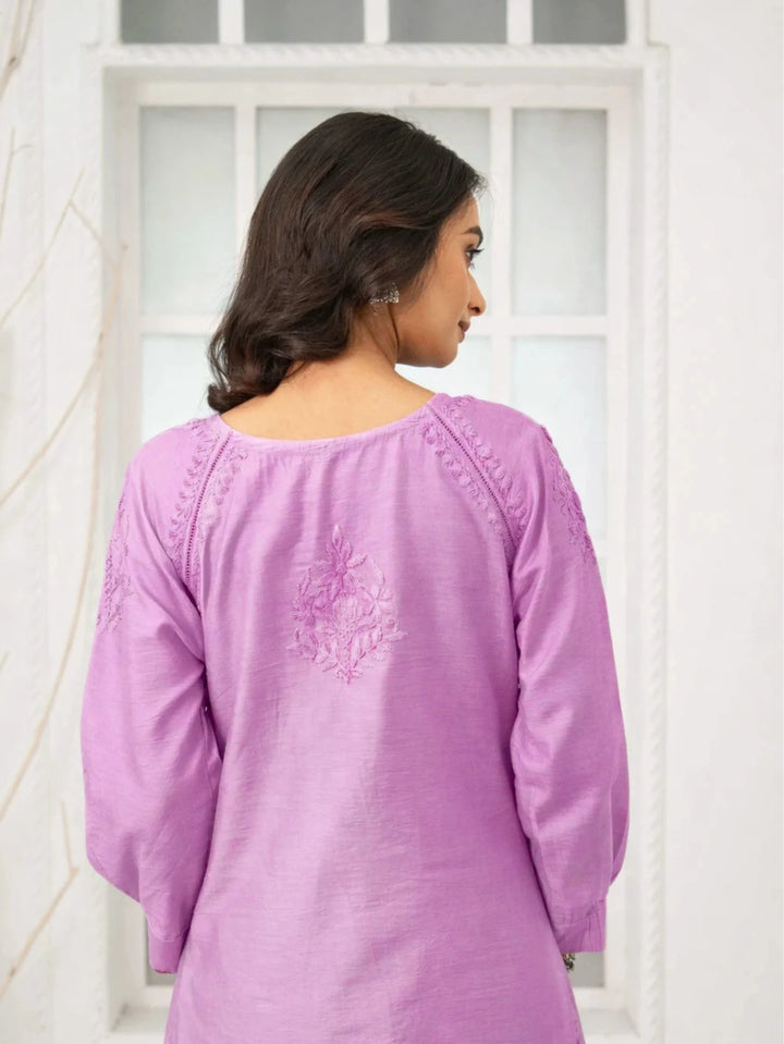 Roshni Purple Chanderi Kurta