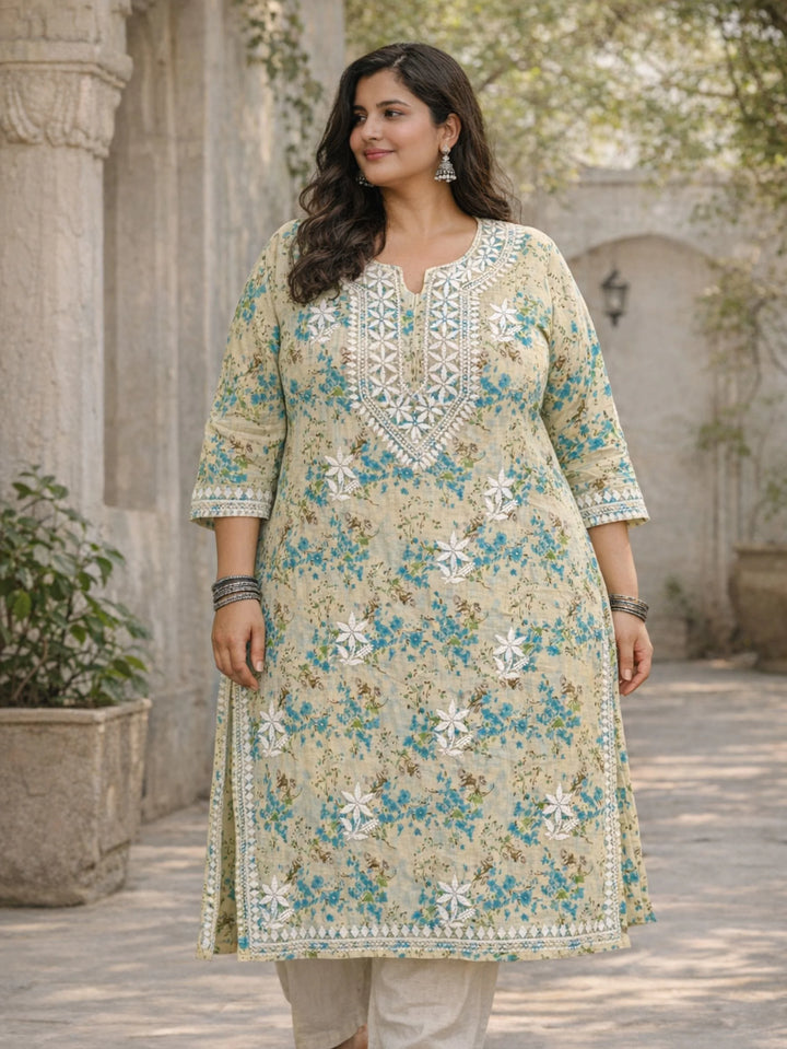 Nisha Green Mul Kurta