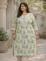 Nisha Green Mul Kurta