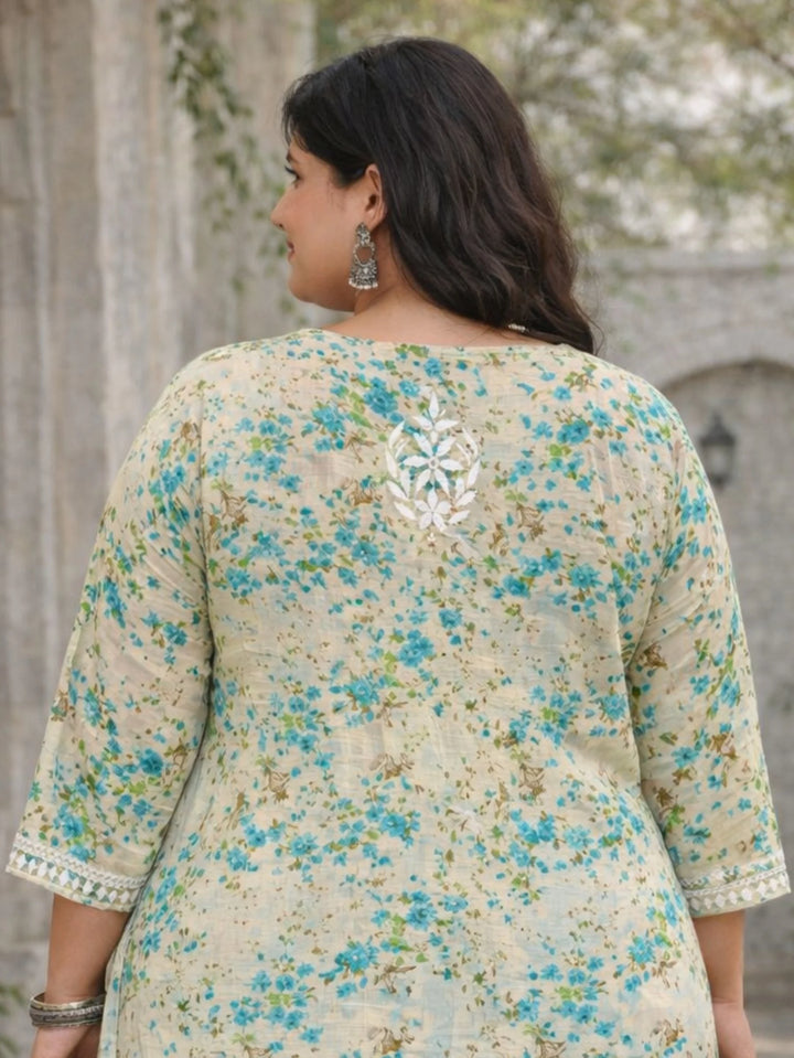 Nisha Green Mul Kurta