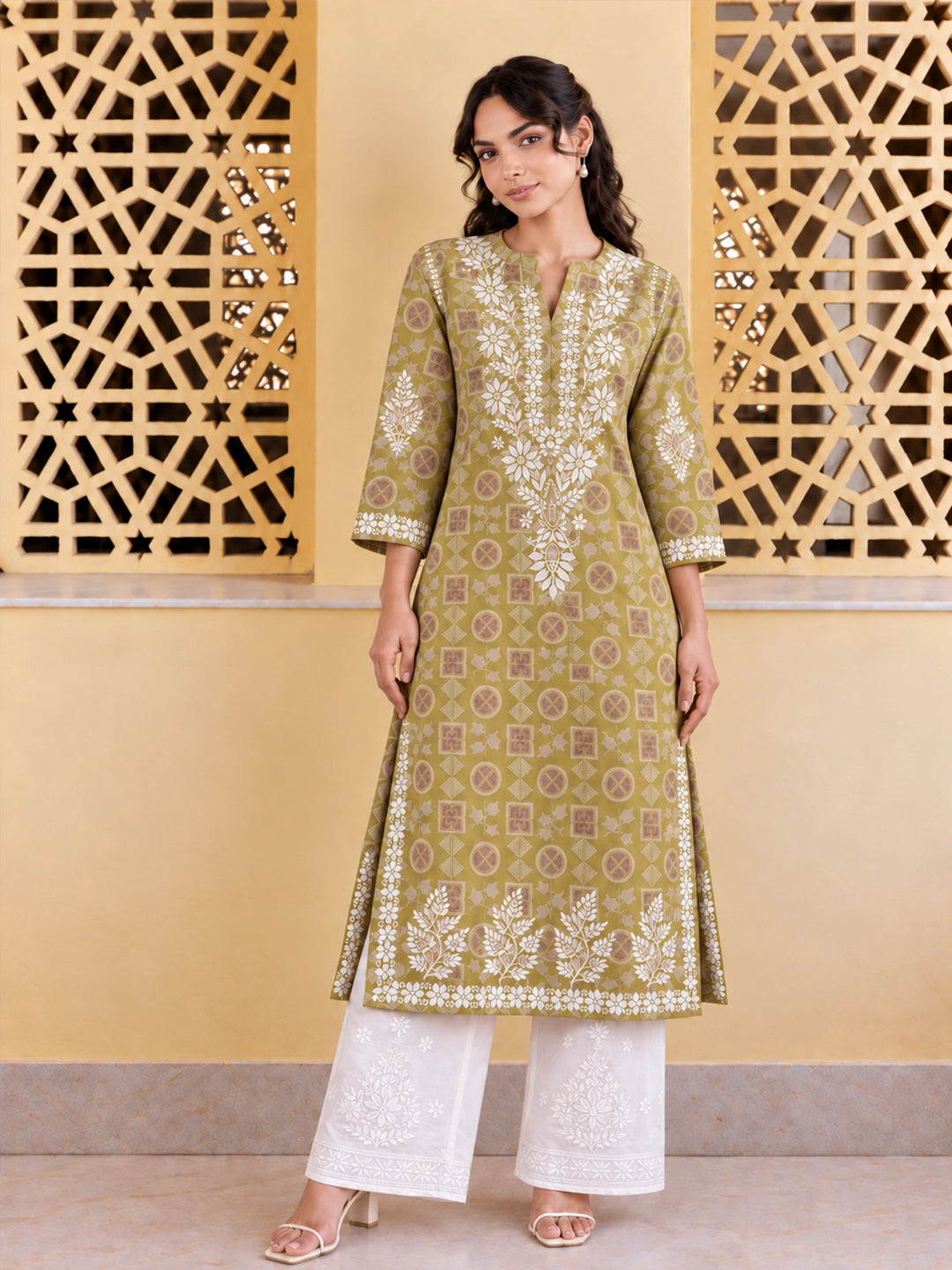 Ada Green Mul Kurta