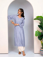 Meera Lavender Blue Muslin Kurta