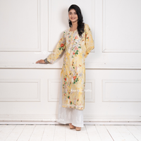 Mehek Butter Yellow Mul Kurta