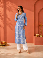 Mehr Pastel Blue Chanderi Kurta