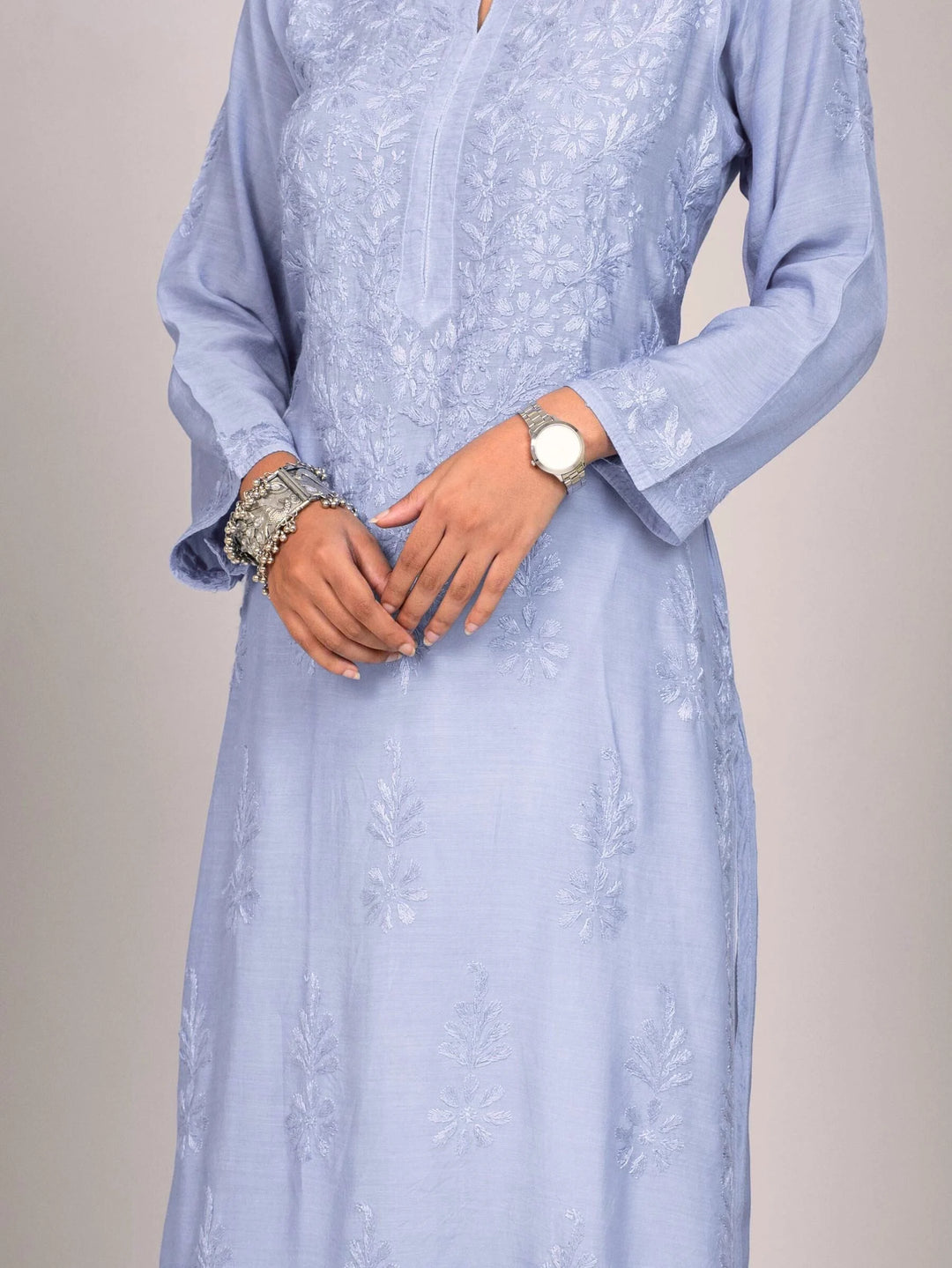 Meera Lavender Blue Muslin Kurta