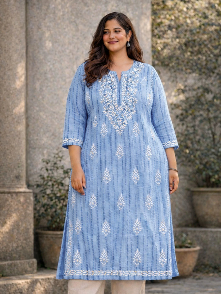 Asha Blue Mul Kurta