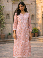 Bloom Pink Mul Kurta