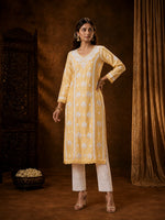 Mehr Butter Yellow Chanderi Kurta