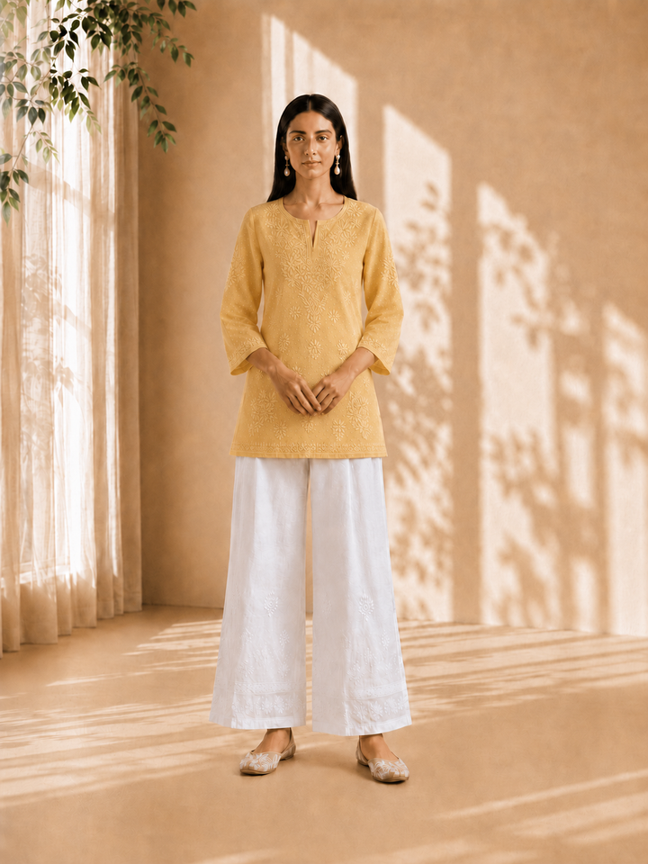 Preeti Apricot Yellow Cotton Kurti