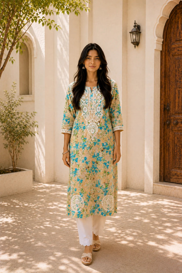Khusboo Yellow Mul Kurta