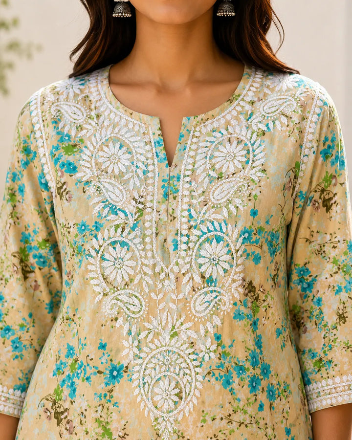 Khusboo Yellow Mul Kurta