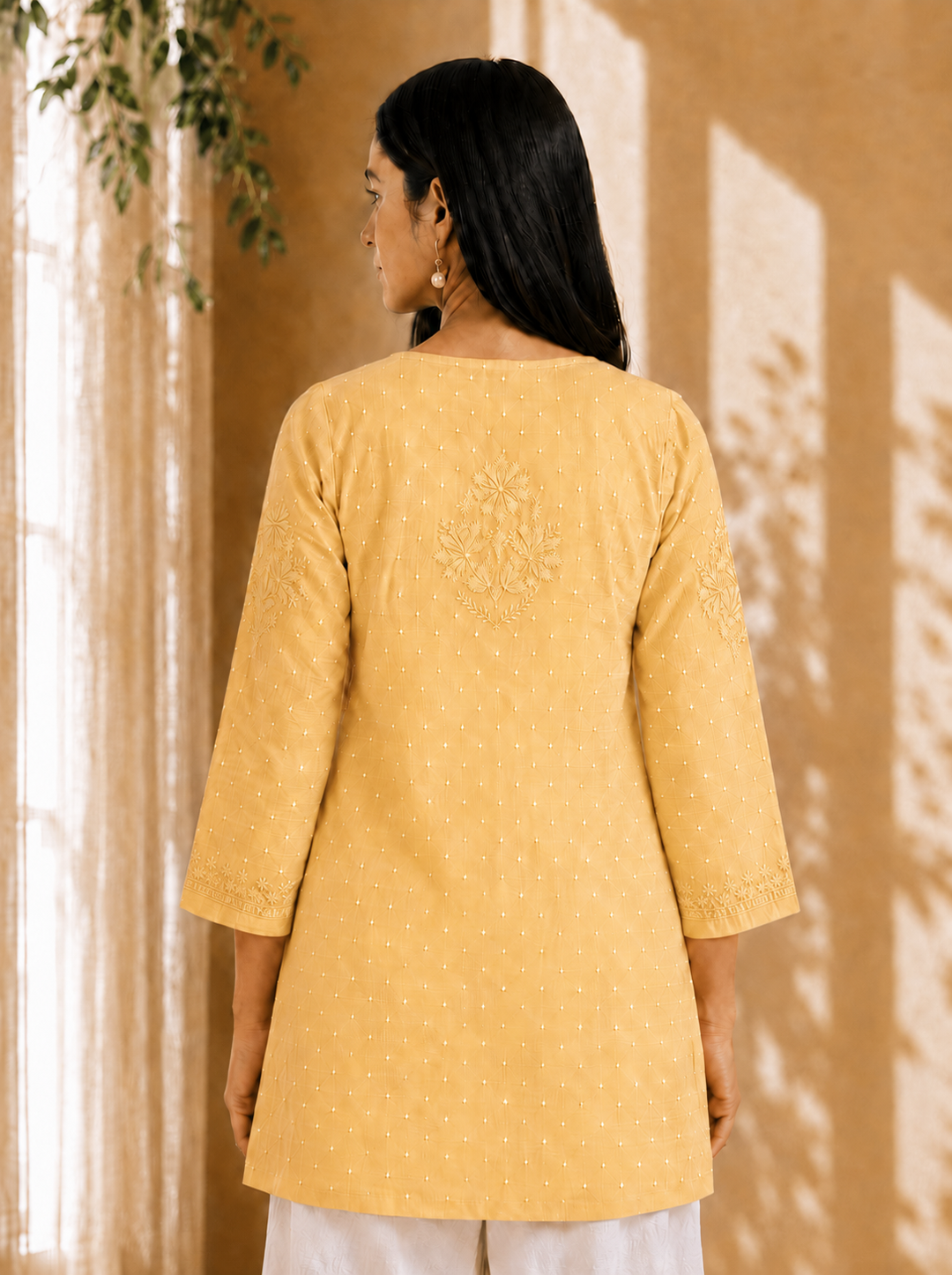 Preeti Apricot Yellow Cotton Kurti