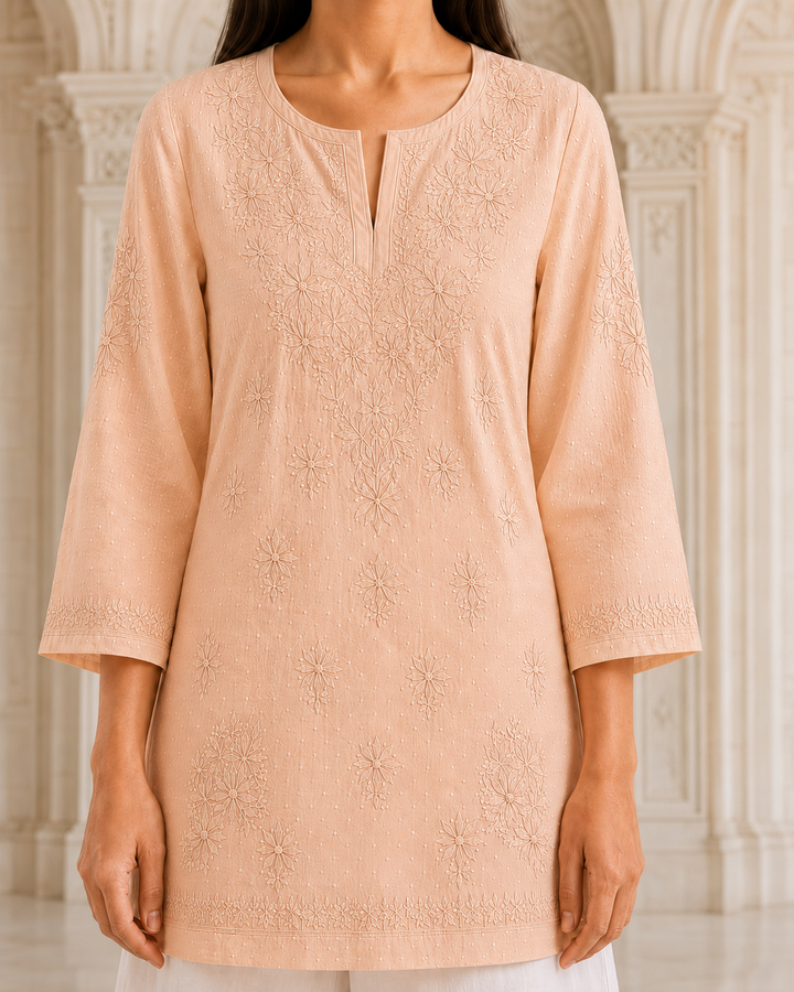 Preeti Peach Cotton Kurti