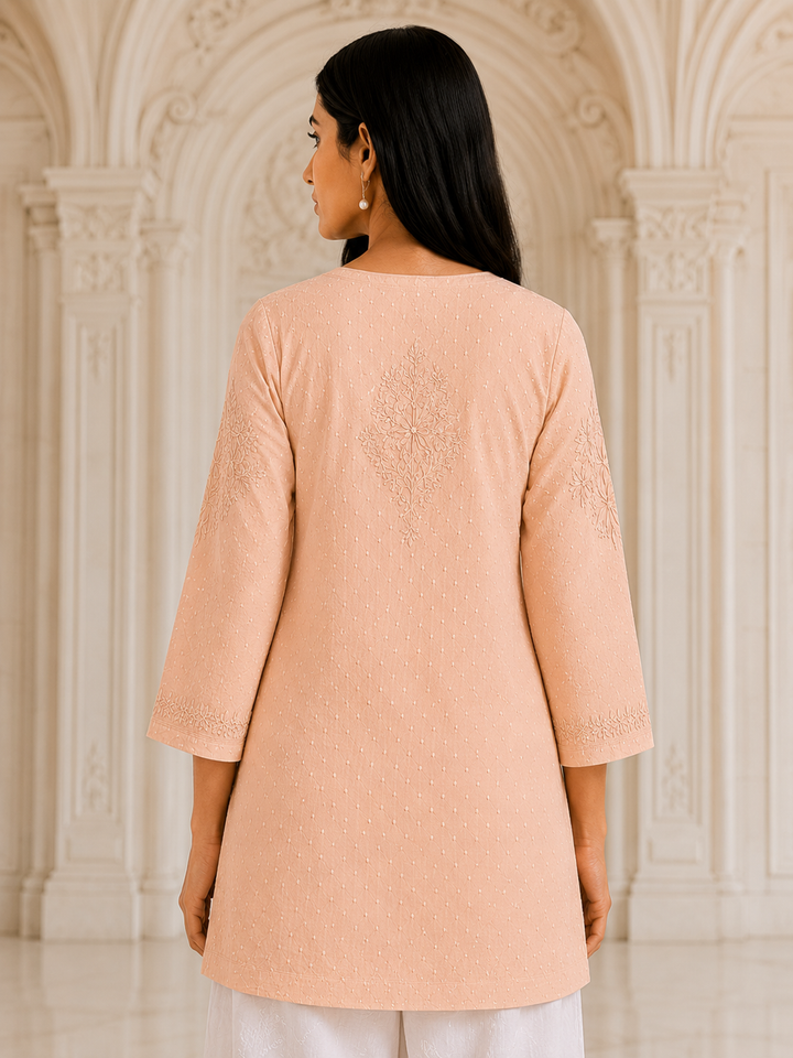 Preeti Peach Cotton Kurti