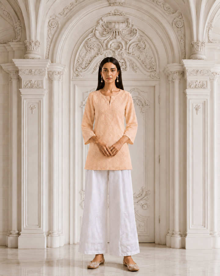 Preeti Peach Cotton Kurti