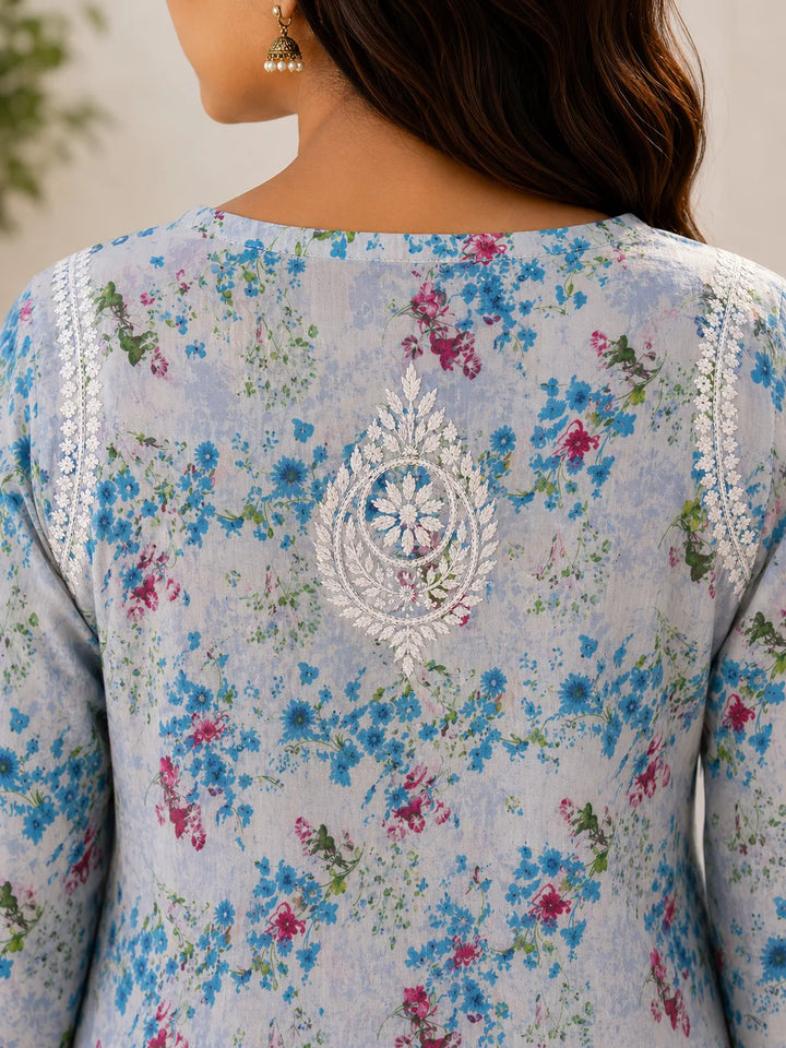 Khusboo Blue Mul Kurta