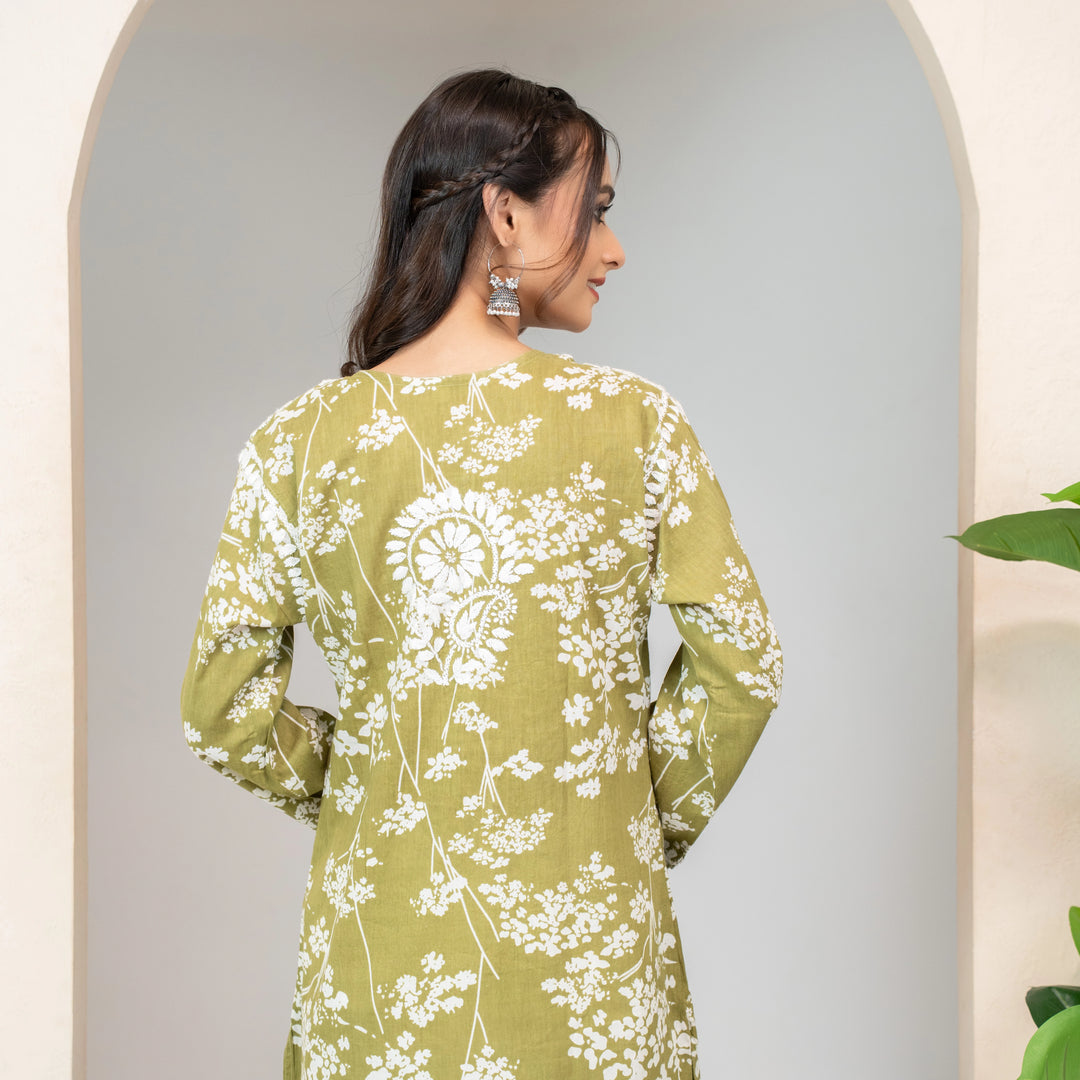 Breezy Sage Green Mul Kurta