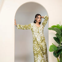 Breezy Sage Green Mul Kurta