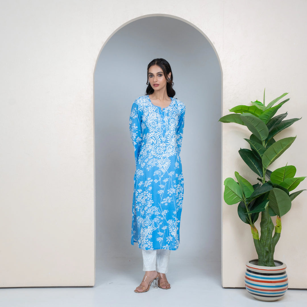 Breezy Dark Blue Mul Kurta