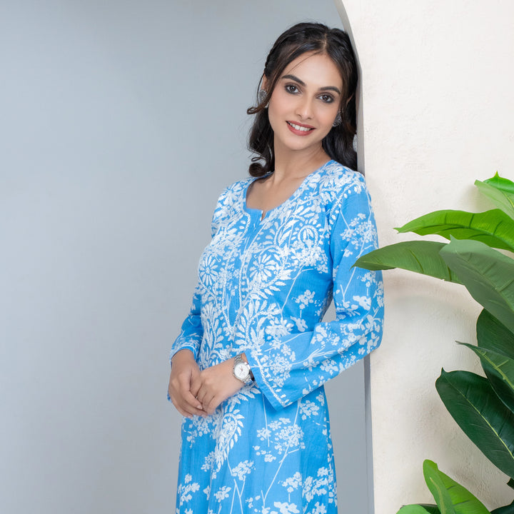 Breezy Dark Blue Mul Kurta