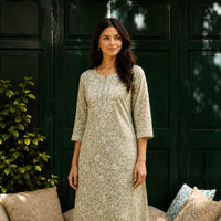 Gul Green Mul Kurta