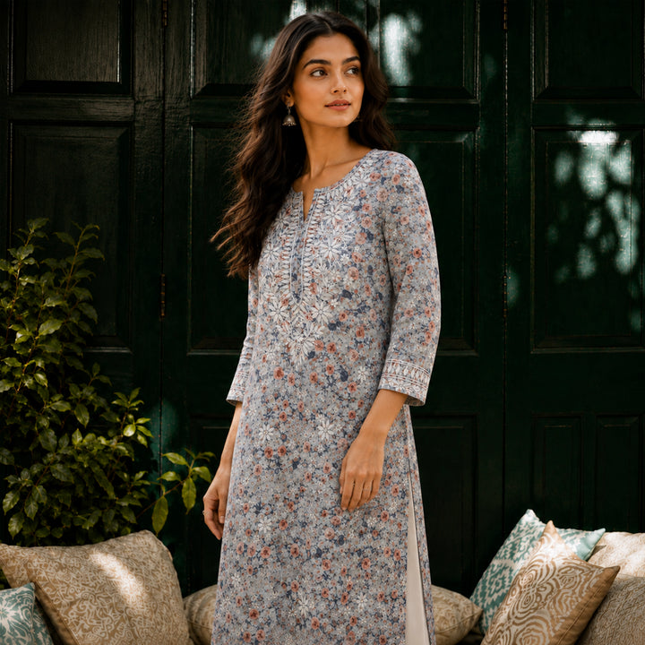 Gul Grey Mul Kurta