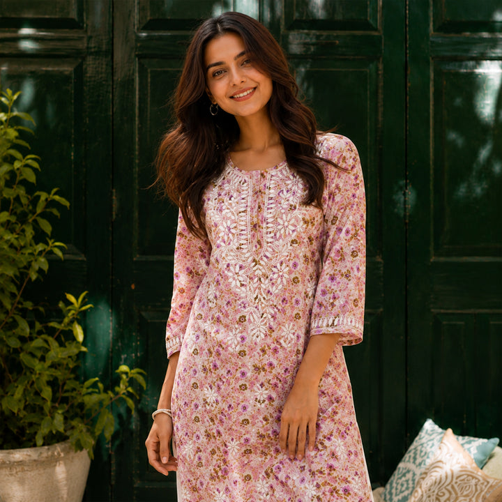 Gul Pink Mul Kurta