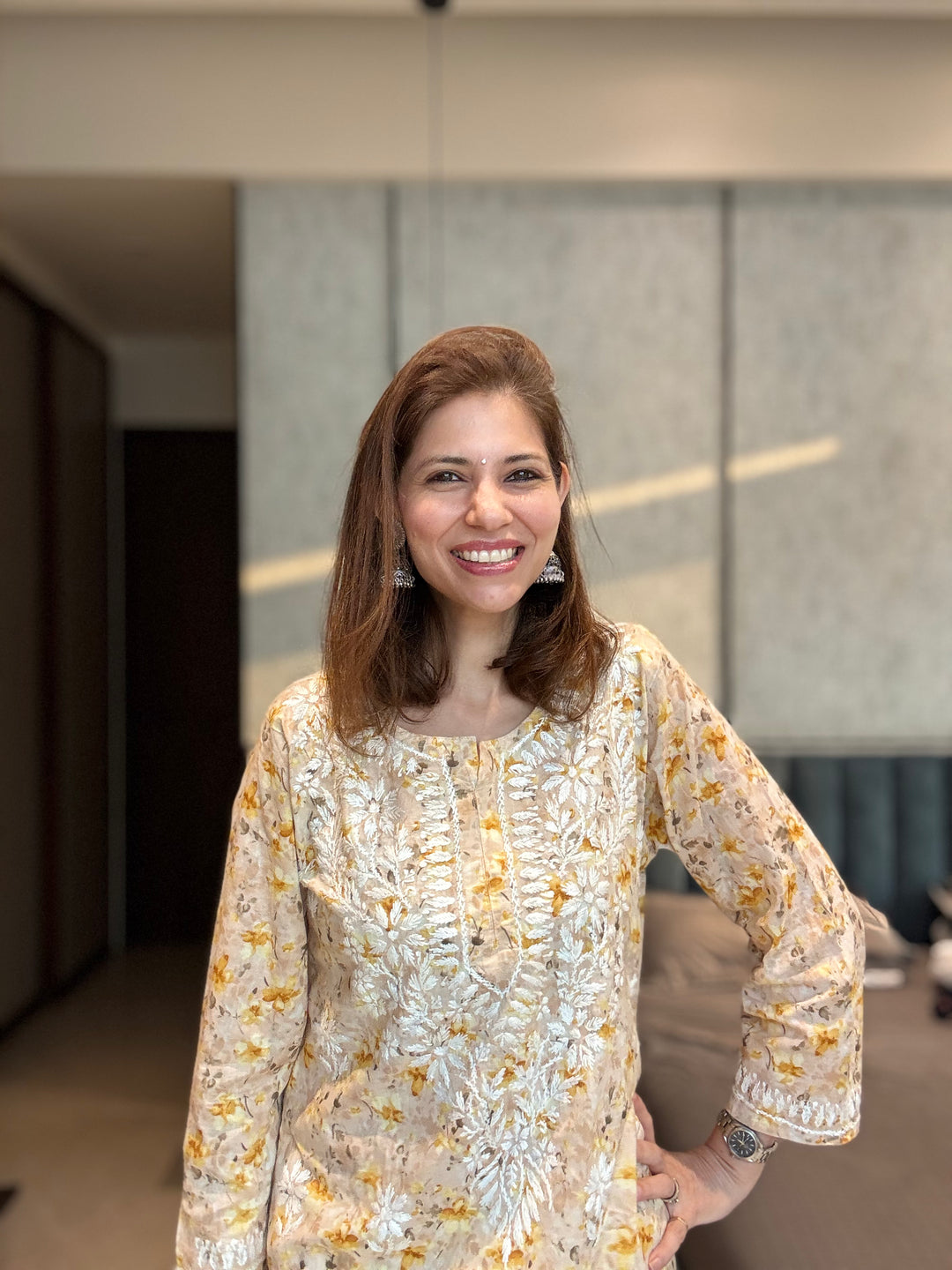 Bloom Yellow Mul Kurta