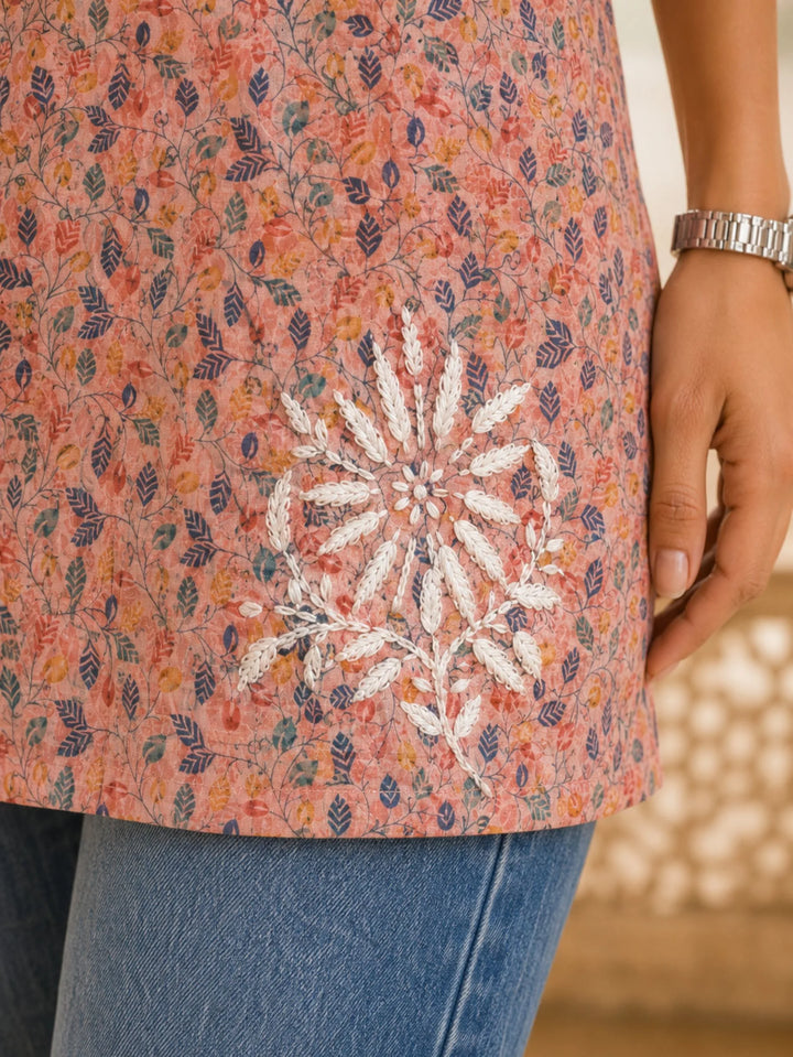 Inaya Coral Pink Mul Kurta