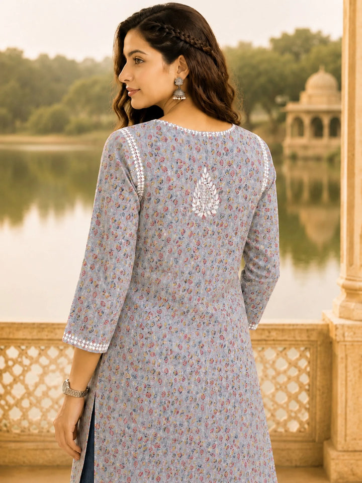 Inaya Mist Blue Mul Kurta