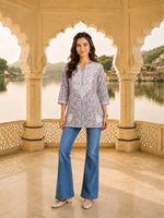 Inaya Mist Blue Mul Kurta