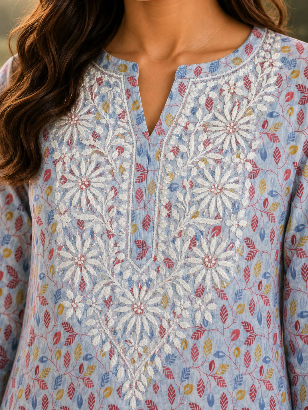 Inaya Mist Blue Mul Kurta