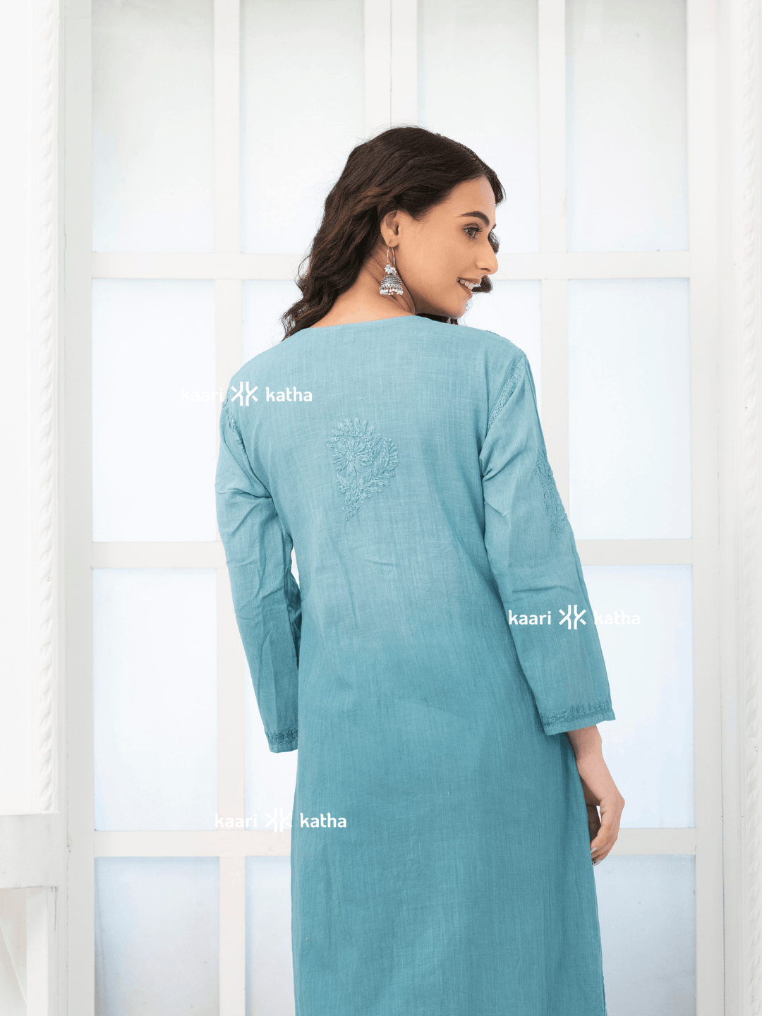 Sana Blue Linen Kurta