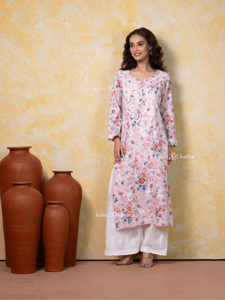 Mehek Baby Pink Mul Kurta