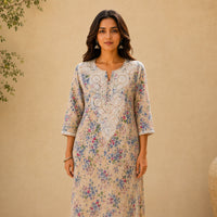 Khushboo Beige Mul Kurta