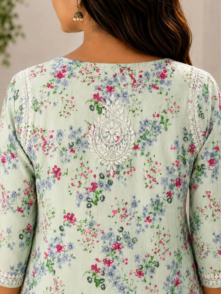 Khushboo Mint Green Mul Kurta