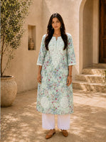 Khushboo Mint Green Mul Kurta