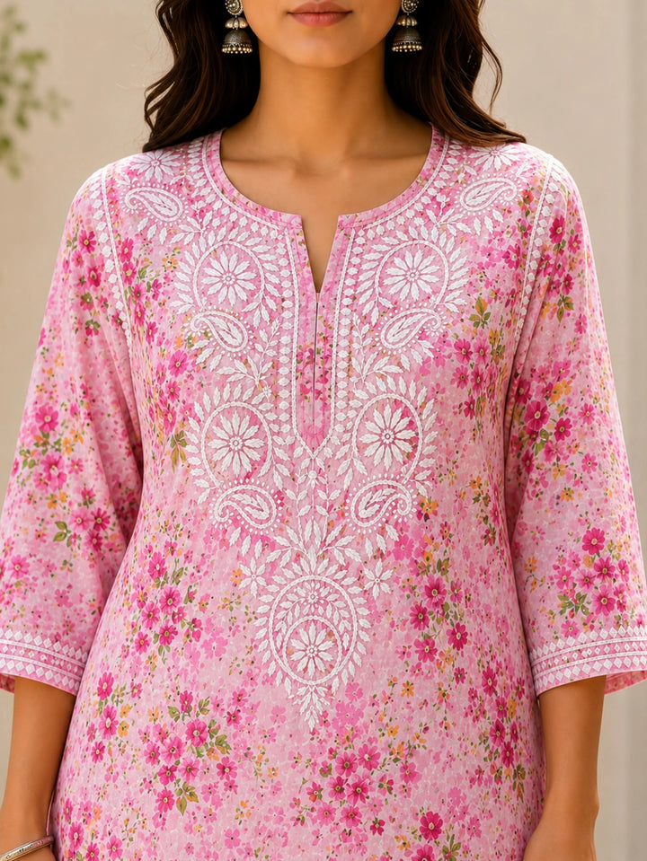 Khushboo Pink Mul Kurta