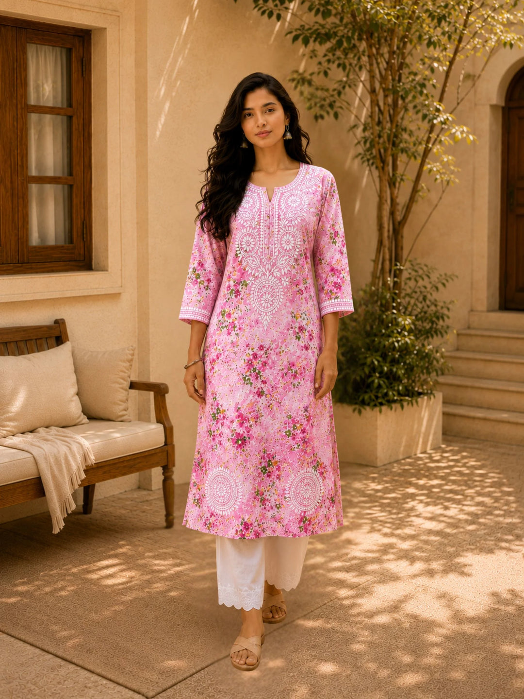 Khushboo Pink Mul Kurta
