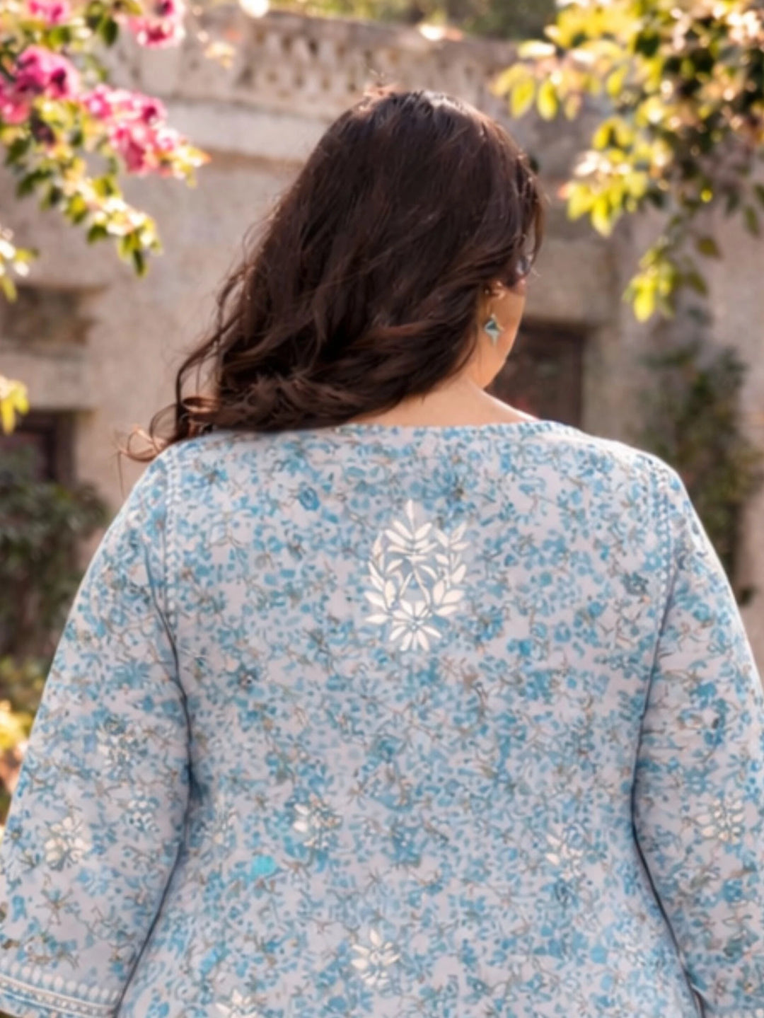 Nisha Blue Mul Kurta