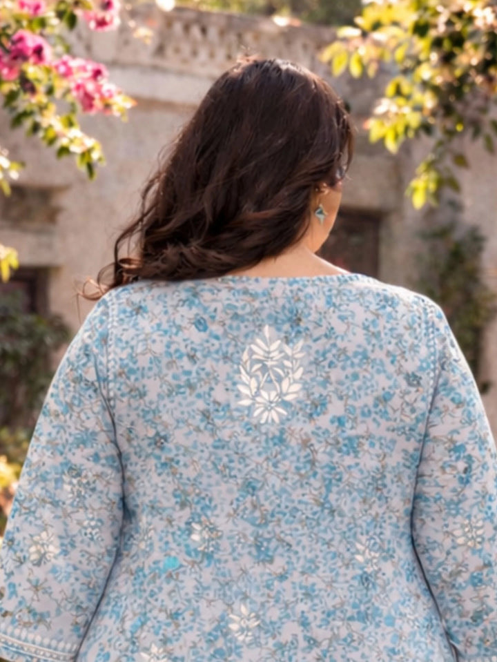 Nisha Blue Mul Kurta