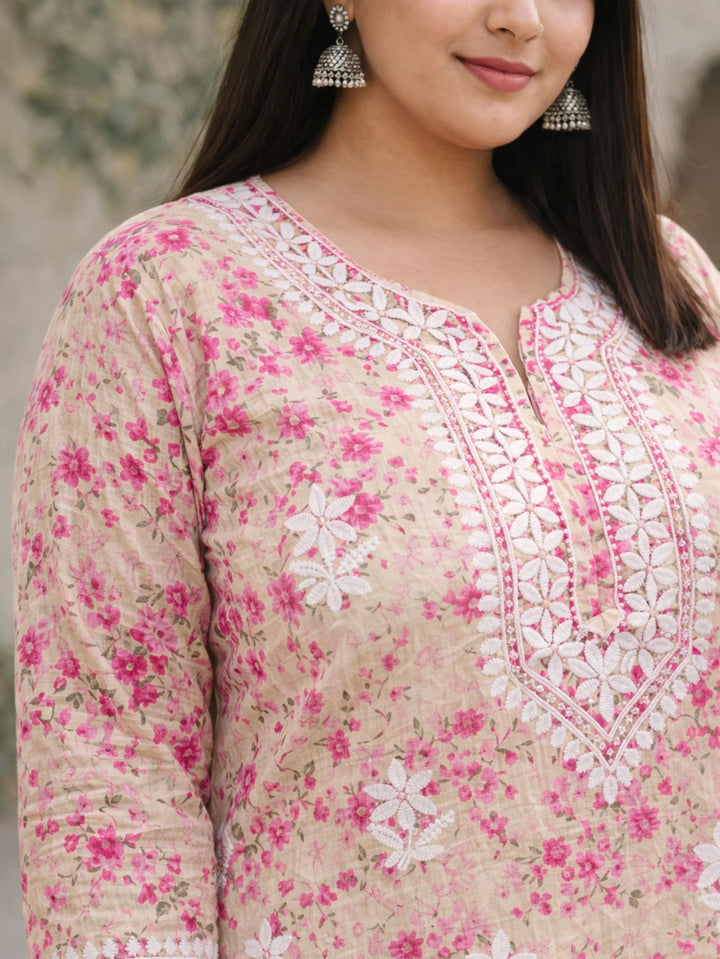 Nisha Pink Mul Kurta
