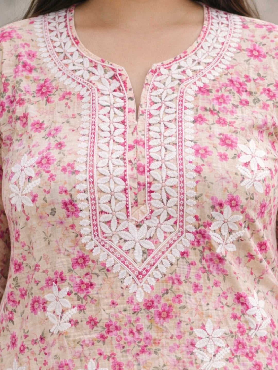 Nisha Pink Mul Kurta